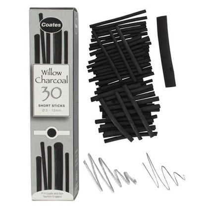 PH Coate Artist Willow Charcoal Assorted Length, 30 Sticks, Black - style: 30 Piece Assorted