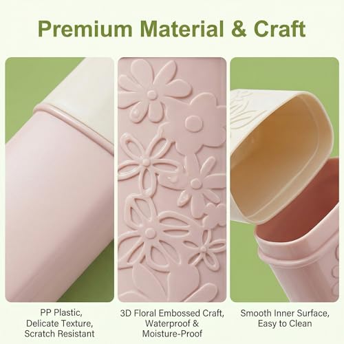 2PCS Plastic Portable Toothbrush Holder Toothpaste Cases Travel Use Waterproof Wash Gargle Cup Case Holder Jar Container with Lid for Outdoor Trips 7.8''