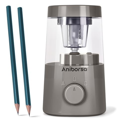Electric Pencil Sharpener, Helical Blade Automatic Pencil Sharpener, Battery/USB Cord Operated Adjustable Sharpness for 6-8 mm Pencil, Classroom, School, Office, Home, Gray - color: Gray