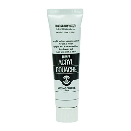 Turner Colour Works Acryl Gouache Artist Acrylic Paint - Single 40 ml Tube - Mixing White - color: Mixing White