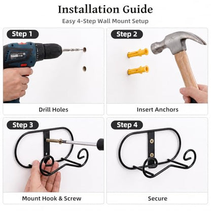Plate Hangers for the Wall - 2 Pack Metal Wall Mount Display Holders for 9"-12" Decorative Plates, Picture Frames, Plaques and Signs - Includes Anchors and Screws - size: Large with Screws