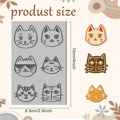 CHGCRAFT Artistic Cat Face Clay Texture Mat Cat Expression Polymer Clay Molds DIY Clay Texture Tools for Clay Pottery Earring Jewelry Making Stamp Engraving Machines, Cat, 3.9x2.6inch - style: Cute Animal