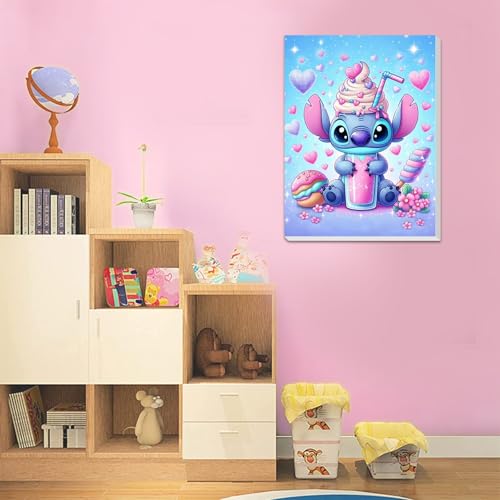 Cartoon Paint by Numbers Kit for Kids with Framed Canvas - with Wooden Easel, Easy Kids Paint by Number Kits Age 8-12, DIY Acrylic Oil Painting Kits with 4 Wooden Brushes Nice Gift Box (12x16 inch) - color: DKMT0187