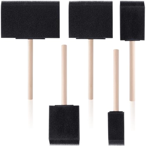 HINZIC 5 Pcs 5 Sizes Foam Paint Brushes Wood Handle Foam Brushes for Staining Varnishes, and DIY Large Area Crafting(4", 3", 2", 1.6'', 1") - size: 5pcs 4", 3", 2", 1.6'', 1"