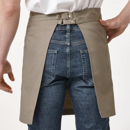 Unisex Waist Apron with Pockets Waiter Bar Half Bistro Apron 4251BY - color: Dark Khaki, size: 1 Pack