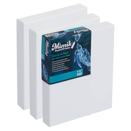 Creative Mark Mimik Recycled Stretched Canvas - 11x14 Box of 3 - Made from Recycled PET Plastic Bottles - Durable Archival Weave - Triple Acrylic Primed Painting Canvases - 400gsm, 1 - size: 11x14"