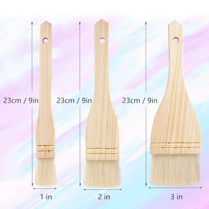 Artist's Choice Hake Paint Brush Set - Pack of 12 Flat Hake Brushes (1in/2in/3in), Crafted with Premium Goat Hair Bristles, Ideal for Watercolor, Wash, Ceramic and Pottery Painting - size: 12 Pack (1in/2in/3in)