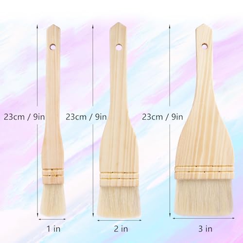 Artist's Choice Hake Paint Brush Set - Pack of 12 Flat Hake Brushes (1in/2in/3in), Crafted with Premium Goat Hair Bristles, Ideal for Watercolor, Wash, Ceramic and Pottery Painting - size: 12 Pack (1in/2in/3in)