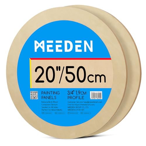 MEEDEN Round Wood Canvas Panels: 3/4" Deep 20" Dia Round Wooden Canvas Panel - Pack of 2 Cradled Wood Art Boards for Pouring Art, Crafts, Painting - size: 20 in, style: Round