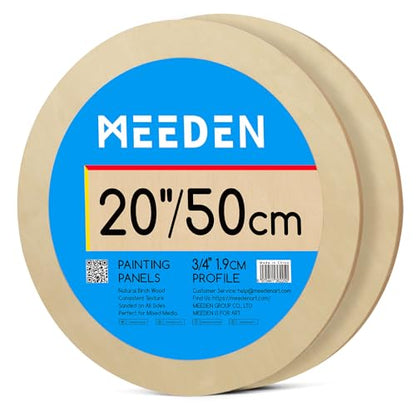 MEEDEN Round Wood Canvas Panels: 3/4" Deep 20" Dia Round Wooden Canvas Panel - Pack of 2 Cradled Wood Art Boards for Pouring Art, Crafts, Painting - size: 20 in, style: Round