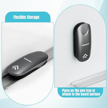 Wingwise Dry Erase Eraser, Magnetic White Board Eraser for Glass Whiteboards, Comfortable Grip, Strong Magnet, 2-Pack, Black + Gray (WE302) - color: 2-pack/ Black + Gray