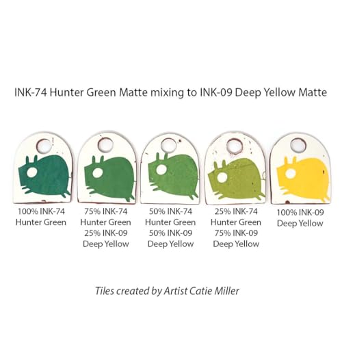 AMACO Ceramic Printing Ink, 8 oz. (236 mL), INK-74 Hunter Green Matte | Cone 05-10 Intermixable Ceramic Printing Ink for Screenprinting, Monoprinting, and More on Bisque and Unfired Clay - color: Ink-74 Hunter Green
