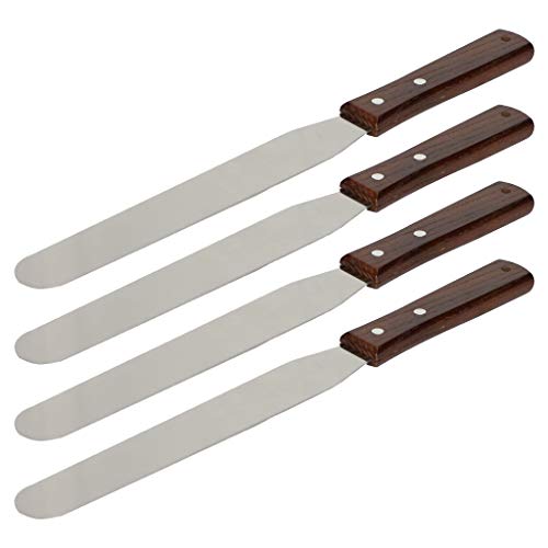 Ecotex® 4 Pack Stainless Steel 12" Spatula - Smooth Ergonomic Wooden Handle, Screen Printing Supplies - size: 4 Pack
