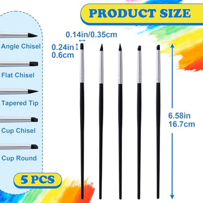 SmallCat 5 Pcs Silicone Paint Brushes, Flexible Clay Carving Tools, Professional Sculpting Tools for Handicraft Pottery Artwork Shaping Carving DIY- Black (3mm) - color: Black (3mm)
