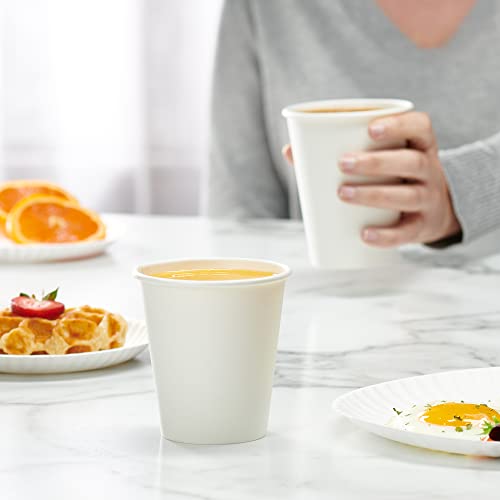 GUSTO 12 oz Disposable White Paper Cups [300 Count] Hot Coffee Cups | Eco-Friendly Material, Rolled Rim for 90 mm Lids, Leak-Proof, Hot or Cold Drinks, No Sleeve Needed - size: 12 oz. - 300