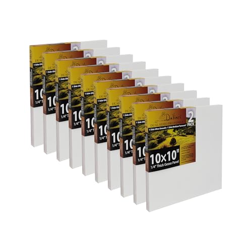 Jerry's Artarama Da Vinci Dual Sided Pro Panel Board - 20-Pack, 10x10 6mm Deep Panels for Painting - Archival, Acid-Free Art Supplies - Ultra-Smooth & Medium Textured Paint Surfaces - size: 10x10"