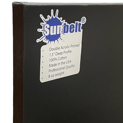SUNBELT Black Primed Gallery Wrapped Stretched Art Canvas, 1.5" Deep Profile (20x20) - size: 20x20"