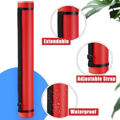 Yahenda 6 Pcs Expandable Poster Tubes Bulk, 24"- 40" Extendable Blueprint Tube with Shoulder Strap Waterproof Portable Durable Round Cases for Drawing, Poster, Office Bulk Supply(Red, Blue, Black) - color: Red, Blue, Black