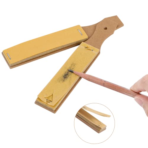 Sandpaper Sharpener,3-Pack Sketch Sandpaper Pencil Sharpeners 6.2x0.9 Pointer Art Drawing Tool Pastel Sticks Drawing Tool for Artist Sketch Beginner (10 Sheets/Pcs) - color: Flat Handle