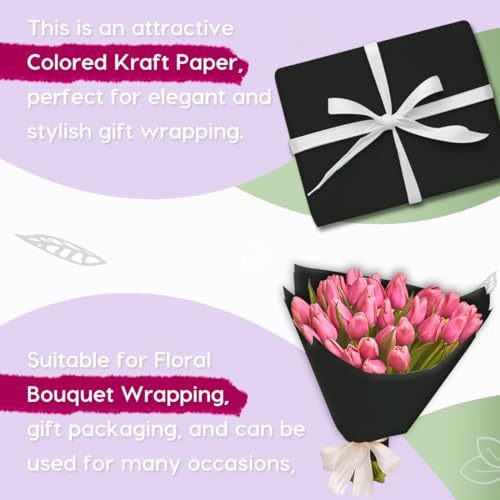 SMART&CASUAL 15" x 450" (37.5') Kraft Paper Roll for Art Craft Supplies Gift Wrapping Moving Packing Painting Drawing Paint Easel Poster Chart Paper (Black, 15" W x 450" L (37.5')) - color: Black, size: 15"W x 450"L ( 37.5' )