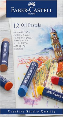 Faber-Castell Creative Studio Oil Pastel Crayons – 12 Vibrant Colors - size: 12 Count (Pack of 1)