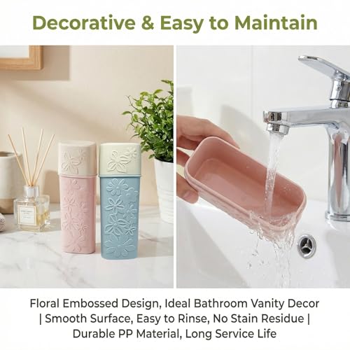 2PCS Plastic Portable Toothbrush Holder Toothpaste Cases Travel Use Waterproof Wash Gargle Cup Case Holder Jar Container with Lid for Outdoor Trips 7.8''