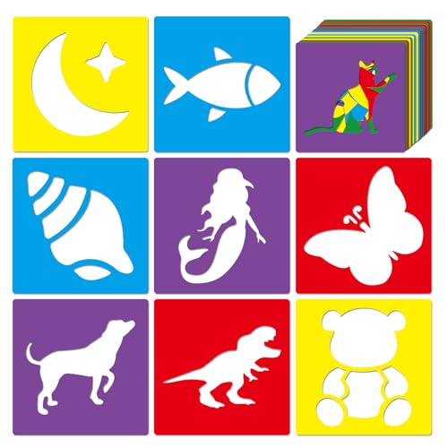24 Piece Stencils for Kids Stencils for Painting Sidewalk Chalk Stencil Outdoor Garden Themed Stencil Kids Style Collection-6in - size: 6in