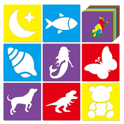 24 Piece Stencils for Kids Stencils for Painting Sidewalk Chalk Stencil Outdoor Garden Themed Stencil Kids Style Collection-8in - size: 8in