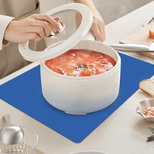 Silicone Placemats, Food-Grade Non-Slip Waterproof, Dining, Countertop Protector, Kitchen Counter Mat, Heat Resistant, Baking mat Dishwasher Safe - color: Classic Blue, size: 15.7 x 11.8 in - 2pcs (0.04 in)