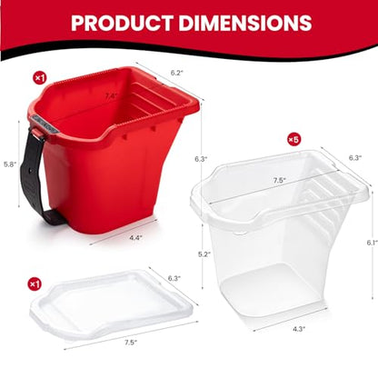 Mister Rui 4" Paint Bucket Hand Held, 8 Pack, Paint Cups, Paint Pail Liner with Lid, for Touch-ups, Crafts, and Coating Projects