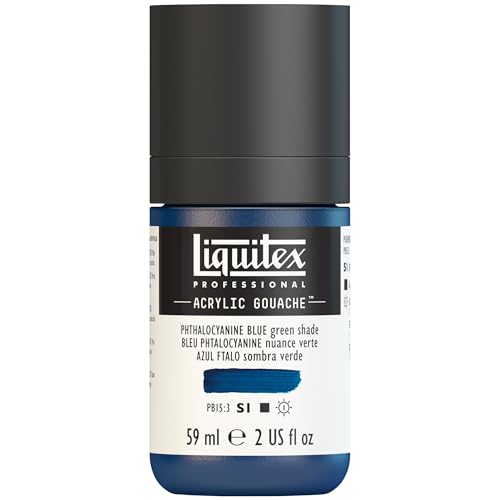 Liquitex Professional Acrylic Gouache, 2-oz (59ml) Bottle, Phthalocyanne Blue (Green Shade) - color: Phthalocyanne Blue (Green Shade)