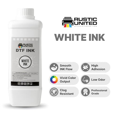 Premium DTF Ink, 1LT/ 34oz Heat Transfer Printing Direct to Film Refill for All DTF Printers Epson ET-8550, L1800, L800, R2400, P400, P800, XP15000, R1390, I3200 (White) - color: White, size: Large