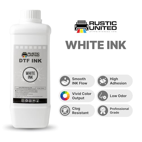 Premium Pack of 5 DTF White Ink 1000ml Heat Transfer Printing Direct to Film Refill for All DTF Printers Epson ET-8550, L1800, L800, R2400, P400, P800, XP15000, R1390, I3200 - color: White, size: 5 Bottles