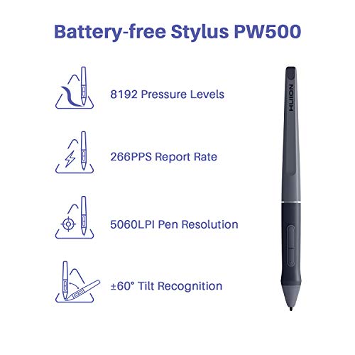 HUION HS611 Drawing Tablet 8192 Pressure Graphics Tablet with 10 HotKeys | Digital Art Tablet with Tilt Support Battery-Free Stylus, 8 Multimedia Keys, Touch Ring, 10x6inch Android Support Drawing Pad - size: Large
