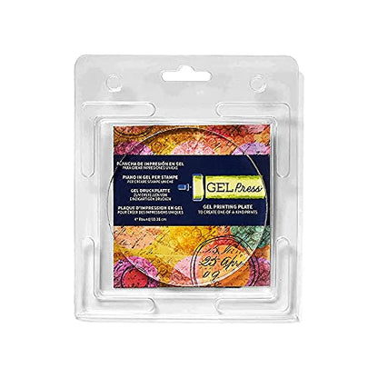 Gel Press Monoprinting Print Plate - 4” Circle (10.2 cm) Gel Plate - Printmaking Supplies - Reusable Gel Printing Plates for Press Art for Card Making, Scrapbooking, Journaling, Arts & Crafts - size: 4" Round