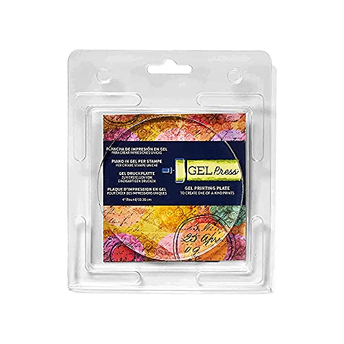 Gel Press Monoprinting Print Plate - 4” Circle (10.2 cm) Gel Plate - Printmaking Supplies - Reusable Gel Printing Plates for Press Art for Card Making, Scrapbooking, Journaling, Arts & Crafts - size: 4" Round