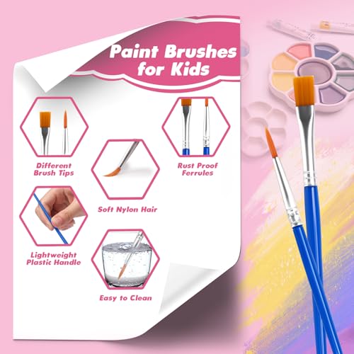 Small Paint Brushes Bulk, 110 Pcs Flat Tip Round Acrylic Paint Brushes for Kids Classroom Acrylic Watercolor Canvas Face Painting Touch Up - style: Mixed(55Flat+55Fine)