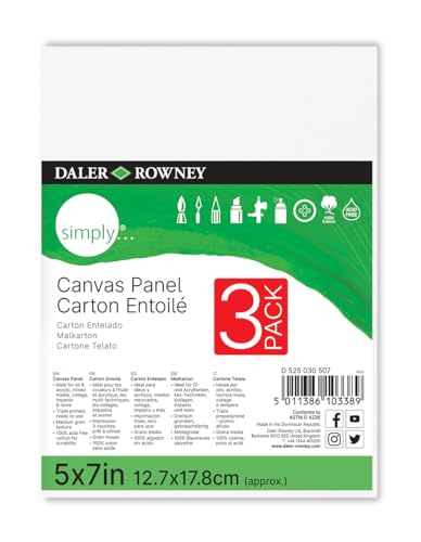 Daler-Rowney Simply... Canvas Panel, 3 Piece, 5x7 inch