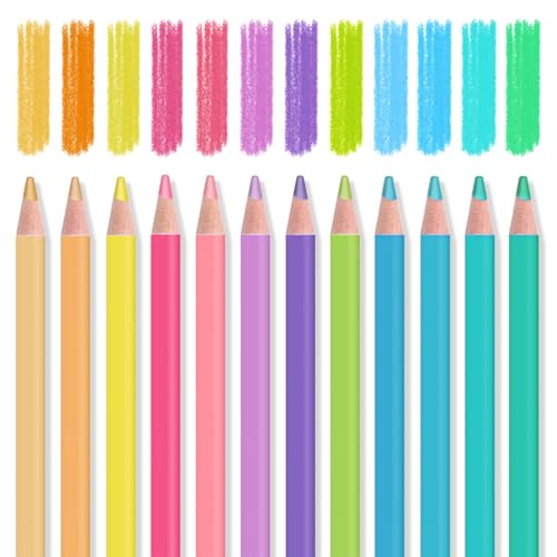 Mifuner 12Pcs Macaron Colored Pencils Set, Water Soluble Drawing Pencils, Pre-sharpened Wooden Professional Sketch Pencil Art Supplies for Adults, Coloring Books, No Duplicates - color: 12Pcs Macaron Colored