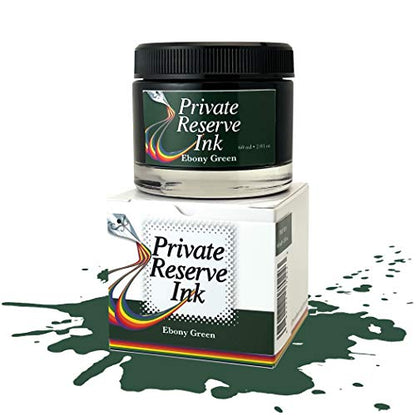 Private Reserve Premium Fountain Pen Ink, 60ml Bottle, Ebony Green | Premium fountain pen ink with smooth flow, rich color, and reliable everyday writing performance. - color: Ebony Green