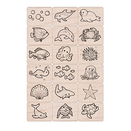 Hero Arts LL389 Ink 'n' Stamp Wood Sets, Sea Life - color: Sea Life