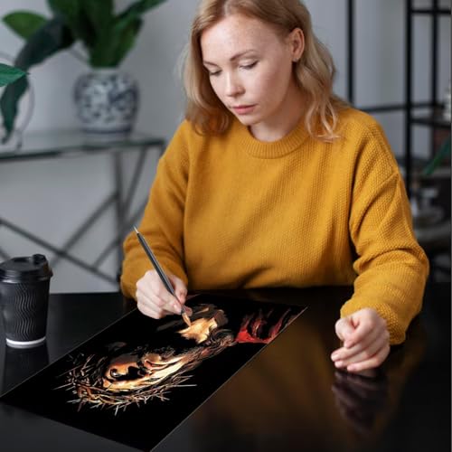 Religious Scratch Art Set for Adults, 4 Sheets Jesus Theme, 16 x 11.2 Inch Black Scratch Off Paper - style: Religious