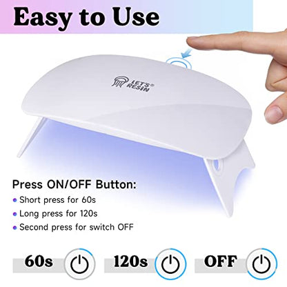 LET'S RESIN Mini UV Light for Resin, 2.5Times Higher Energy Value Portable Light, Faster Curing & 84g Light Weight UV Lamp, Supplies for UV Resin Molds, Jewelry Making, Craft Decor - size: Mini