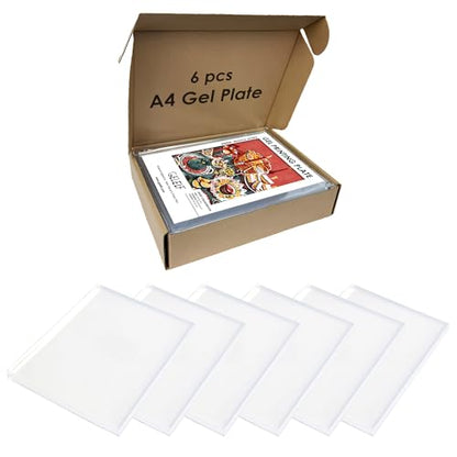 GELELF Gel Printing Plate Set - 8" x 10" 6-Pack Reusable Gel Plate Monoprinting Tools, Ideal for Card Making, Journaling,Scrapbooking, Art Classes & Printmaking Workshops - size: 8" x 10" | 20.5 x 25.5 cm-6 Pack