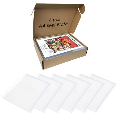 GELELF Gel Printing Plate Set - 8" x 10" 6-Pack Reusable Gel Plate Monoprinting Tools, Ideal for Card Making, Journaling,Scrapbooking, Art Classes & Printmaking Workshops - size: 8" x 10" | 20.5 x 25.5 cm-6 Pack