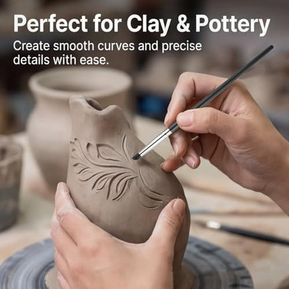 10 Pcs Silicone Brushes for Crafts, Silicone Sculpting Tools Sculpting Brush Flexible Clay Carving Tools for Handicraft Pottery Artwork Shaping Carving DIY- Black