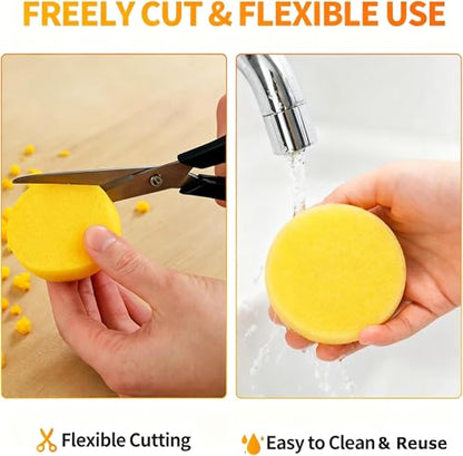 Pottery Craft Sponges, 6 Pcs Round Soft Clay Sponge, 2.76In Yellow Paint Sponges for Art & Craft Pottery Clay Cleaning Ceramics Wall Face Painting - size: 6PC