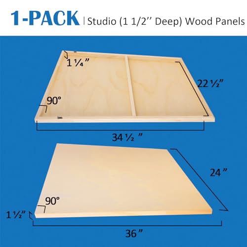 Falling in Art 1 Pack Unfinished Trapezoid Wooden Canvas Panels, 24x36 Gallery Birch Wood Panels, 1 1/2" Deep Art Cradle Boards for Acrylic Painting, Pouring and Burning