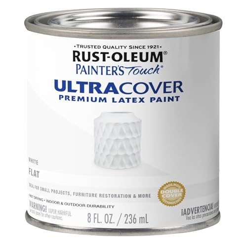 Rust-Oleum 1990730 Painter's Touch Latex Paint, Half Pint, Flat White, 8 Fl Oz (Pack of 1) - color: Flat White, size: 8 Fl Oz (Pack of 1)