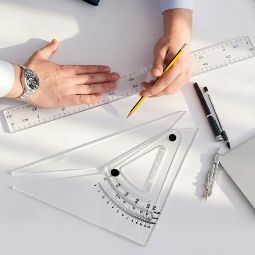 12 Inch Adjustable Triangle Acrylic Adjustable Drafting Triangle Computing Trig Scale for Drafting Architect Engineer Educational Supplies